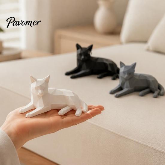 Минималистичные геометрические фигурки кошек, 3D-печатная фигурка, настольная скульптура для влюбленных, креативные настольные аксессуары, женская статуэтка маленького животного в скандинавском стиле