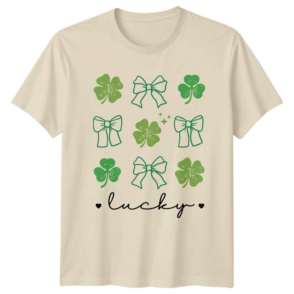 Lucky Unisexs TShirt Clover Pattern St Patricks Day Gift For Her