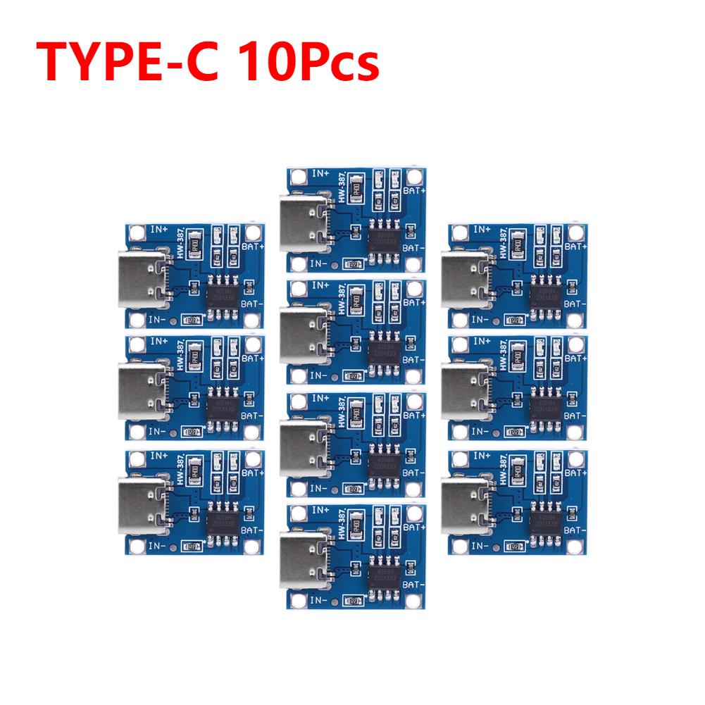10-1PCS TP4056 Type-c/Micro/Mini USB 5V 1A 18650 Lithium Battery Charger Module Charging Board With Protection Dual Functions 1A