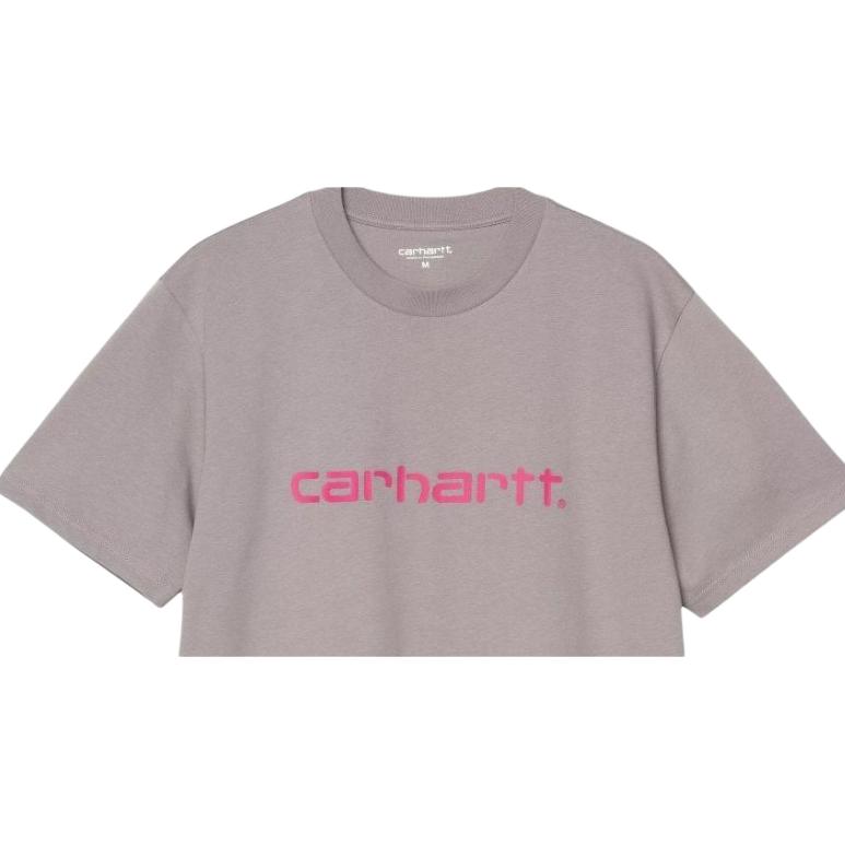 Carhartt WIP Мужская футболка с коротким рукавом и круглым вырезом с буквенным принтом Серая I031047-2VB-XX