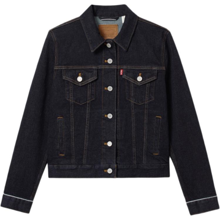 Levis Повседневная Удобная Приталенная Однобортная Джинсовая Куртка с Длинным Рукавом Женские куртки Темно-синий 29945-0236