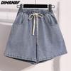 DIMANAF 2023 Большие размеры джинсы летние шорты брюки женские эластичные брюки свободные повседневные брюки синие 5XL