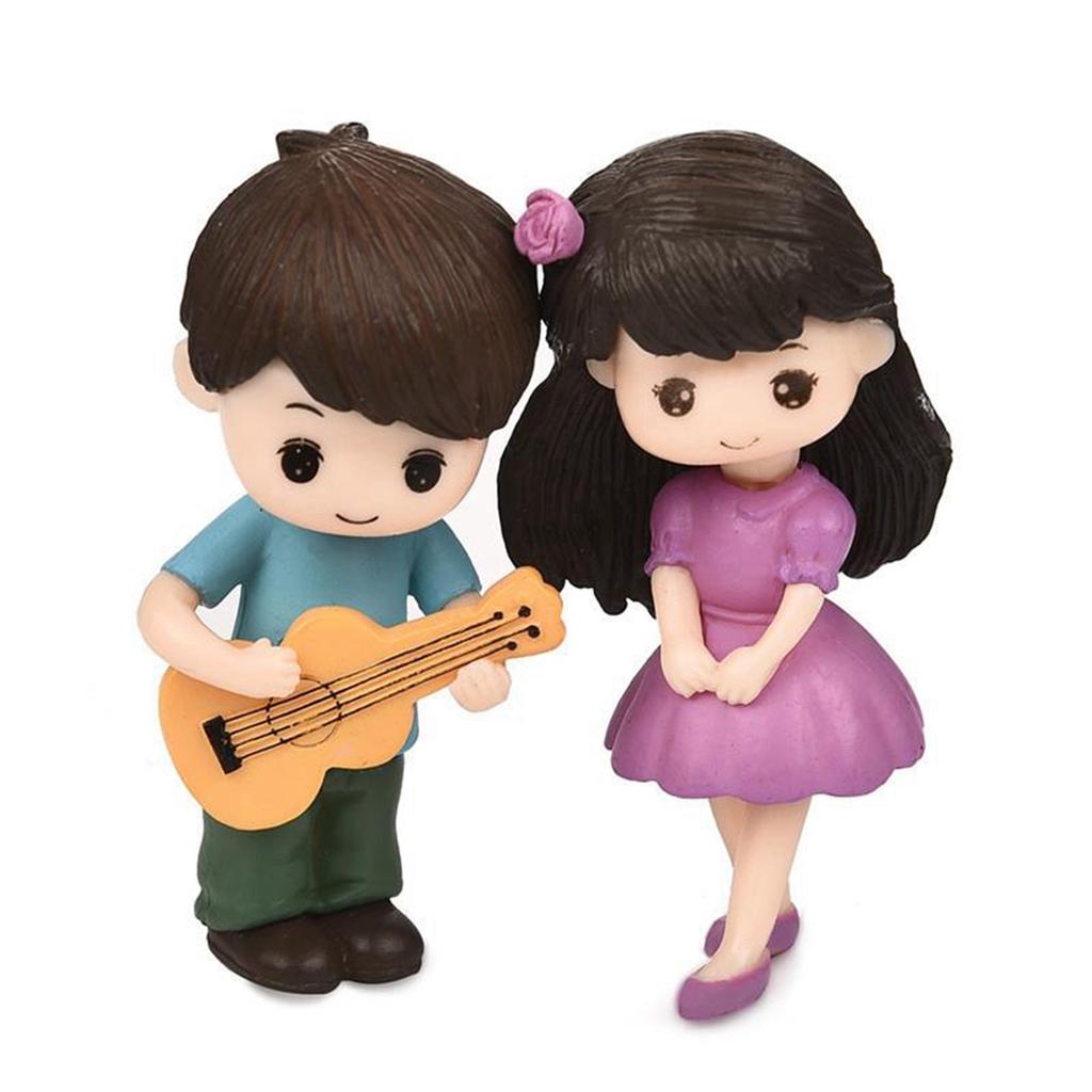 Guitar Craft Creative Cake Decoration Couple Figurines Resin Dolls Boy Girl Ornaments Miniature