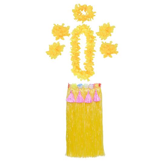 1 Set Hula Skirt High Elastic Eye-catching Plastic Fiber Hawaiian Hula Grass Skirt Set for Summer