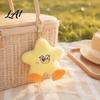 Portable Plush Pendant with Metal Ring Star Duck Keychain Soft Stuffed Animal Embroidered Face Small Toy for Handbags Cute Cartoon Bag Charm