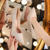 Новые модные женские туфли на шпильках на высоком каблуке весна-осень на тонком каблуке с острым носком из замши на низком каблуке