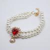 Cute Girl Pearl  Collar  Collars for Girl S with Small Heart Shape Rhinestone Adjustable Length  Collar