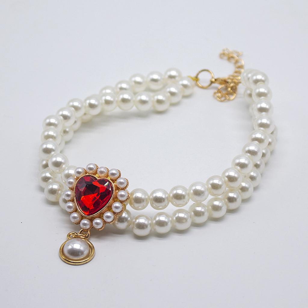 Cute Girl Pearl Collar Collars for Girl S with Small Heart Shape Rhinestone Adjustable Length Collar