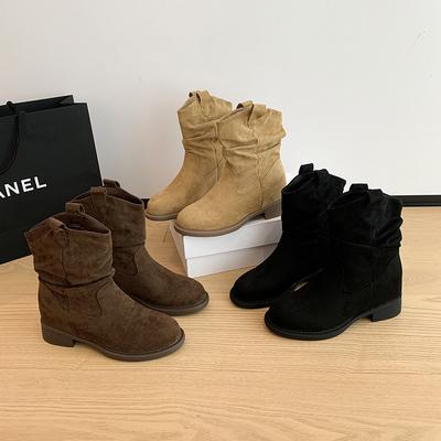 Ретро ботинки-трубы с круглым носком, новинка осени 2025 года, на высоком каблуке merard, ковбойские сапоги в западном стиле, рыцарские сапоги, полусапоги, короткие сапоги