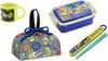 Skater Character Antibacterial Dishwasher Safe Soft Lid Tight Lunch Square 450ml Lunch Chopsticks and Chopstick Case Plastic Lunch Drawstring Splatter
