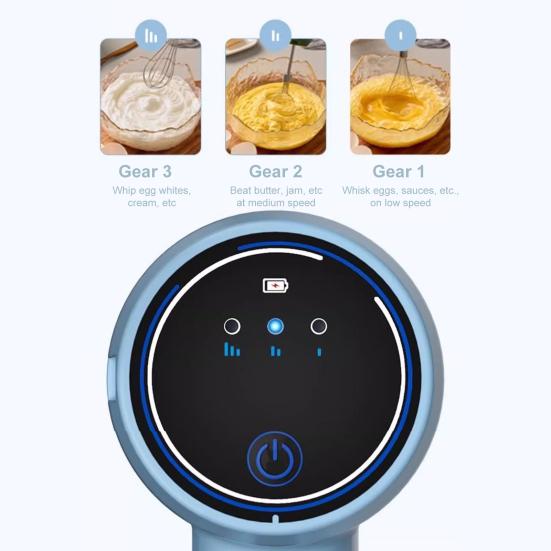 Cordless Electric Egg Beater Handheld Mixer 3-Speed Control USB Rechargeable Blender for Baking Pancake Portable Whisk Beaters