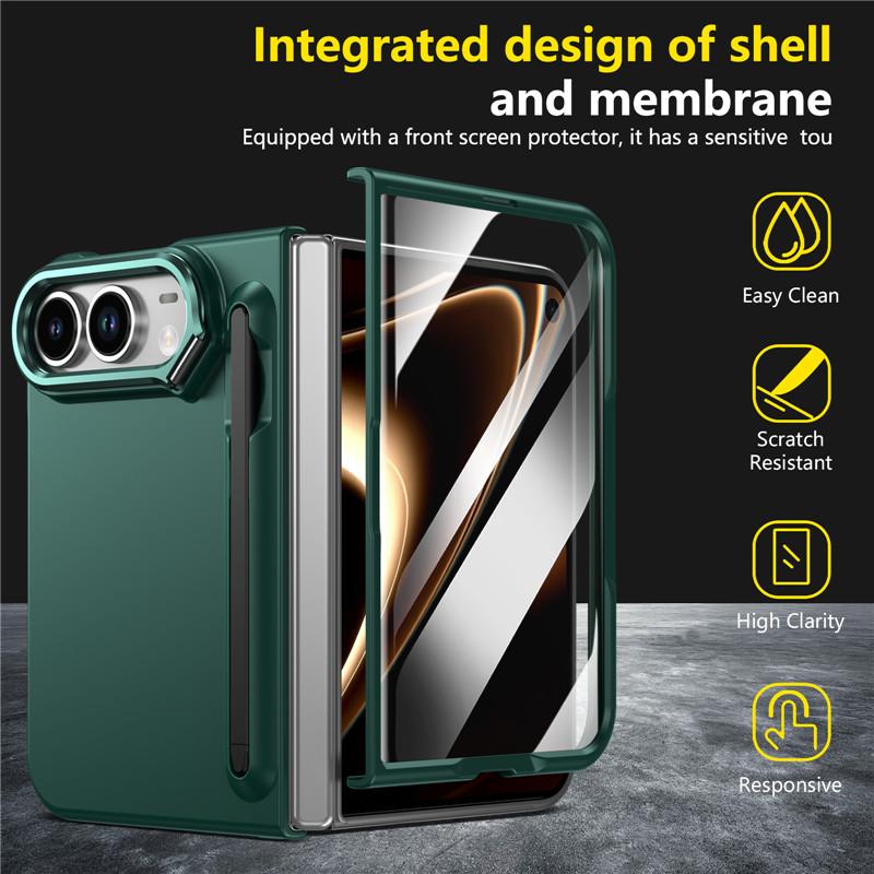 For iphone Duo 5G Case S Pen With Screen Glass Hinge Protection Cover For iphoneDuo Metal Lens Bracket Stand Holder Cover