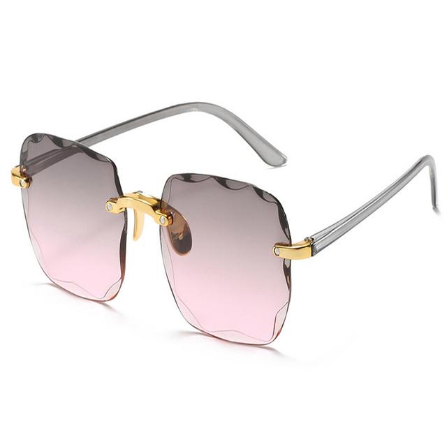 Квадратные солнцезащитные очки без оправы, женские брендовые дизайнерские модные солнцезащитные очки с градиентом, режущие линзы, мужские безрамочные очки для вождения