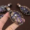 Russian Charoite, Moonstone Copper Wire Wrap Jewelry Pendant 2.76" P4k80