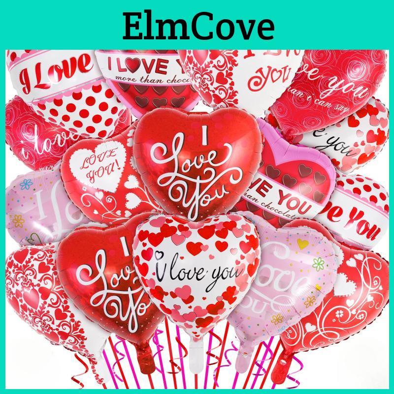 Random 10pcs Love Valentines Day 18inch Foil Heartshaped I Love You Balloon Set For Wedding Engagement Party Decoration