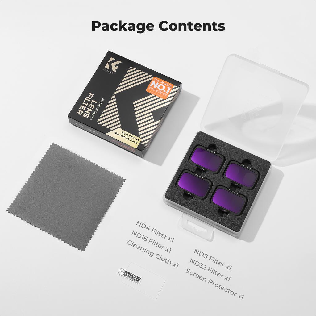 K&F CONCEPT Фильтры для объектива УФ CPL ND/PL Black-Mist 1/4 Регулируемый ND2-32 ND32-512 Опциональный фильтр для камеры Для DJI Osmo Pocket 4P