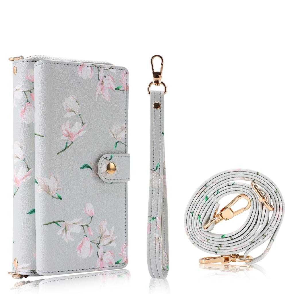 Съемный кошелек-книжка с цветами 2-в-1 для карт для iPhone 17 17Air 16 15 14 Plus 13 12 Pro Max, чехол со шнурком и поддержкой зарядки Magsafe
