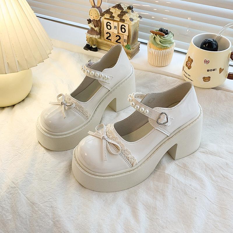 Skirt small fragrant wind thick sole with 2025 spring and summer new muffin Mary French Jane single shoes women's pearl jk small leather shoes