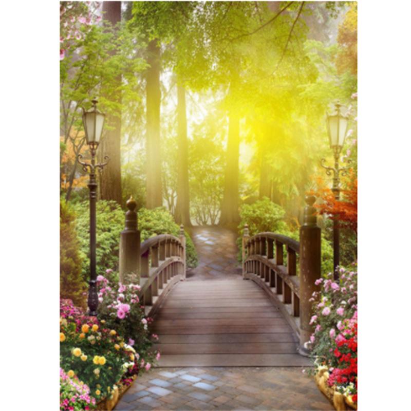 HUACAN 5D алмазная живопись Пейзаж Дерево Алмазная вышивка Лесная дорога для рукоделия и рукоделия Мозаичный мост Осенний декор