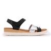 Women's Black Silver Wedge Sandals