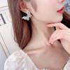 New Earrings Heavy Industry Advanced Color Zircon Earrings Women's Atmosphere S925 Silver Needle Stereoscopic Butterfly Earrings