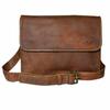 Men's Real Goat Leather Vintage Brown Messenger Shoulder Briefcase Laptop Bag