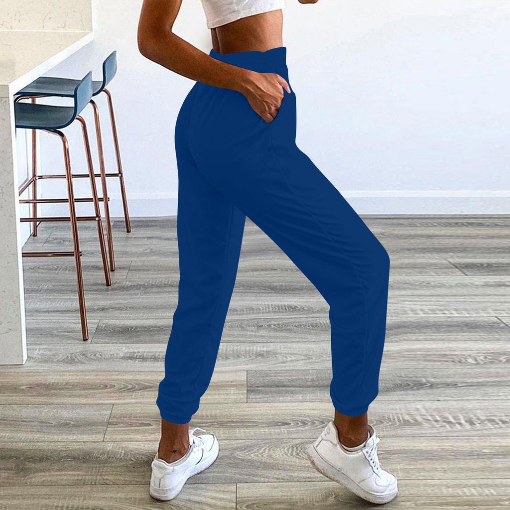 Женские модные спортивные однотонные повседневные спортивные штаны с карманами и шнурком