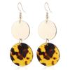 Hot Selling Leopard Print Earrings In Europe and America, Metal Double Disc Acrylic Earrings
