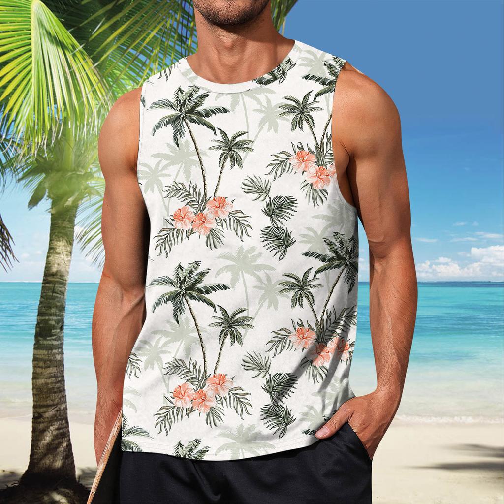 Мужская летняя пляжная майка для серфинга, большой размер, повседневный дышащий топ без рукавов, свободная майка с принтом, мужская рубашка