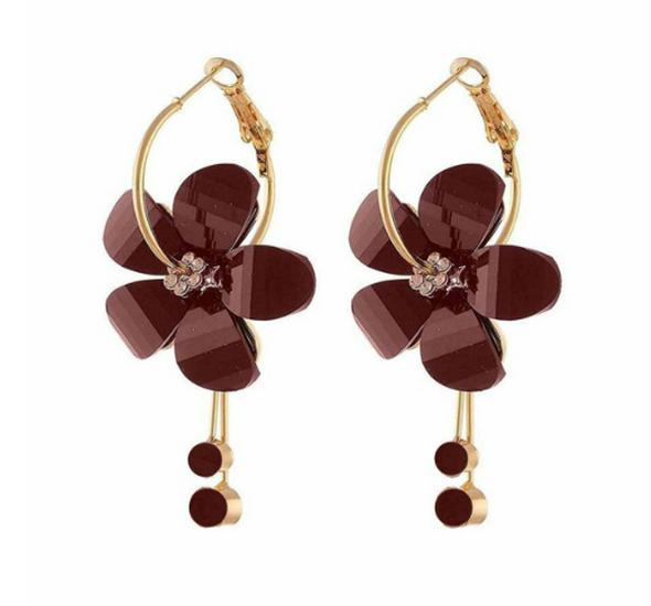 Korean Acrylic Zircon Tassel & Sunflower Stud Earrings Set