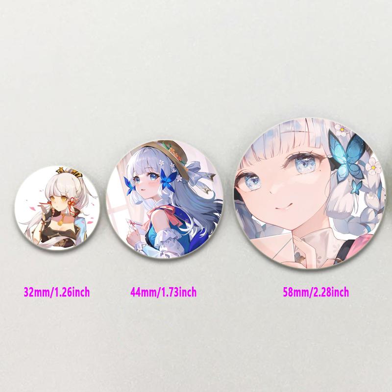 Значок Genshin Impact 32/44/58 мм, милые броши для косплея Камидзато Аяка, креативные изысканные эмалевые булавки для одежды, рюкзака, ювелирных изделий, аксессуаров