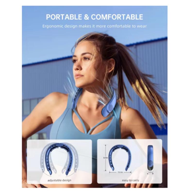 Портативный шейный вентилятор 4 турбо-хэндс-фри безлопастного шейного охладителя Аккумулятор 4000 мАч Персональный носимый вентилятор 3 скорости Охлаждающий воздушный поток на 360°