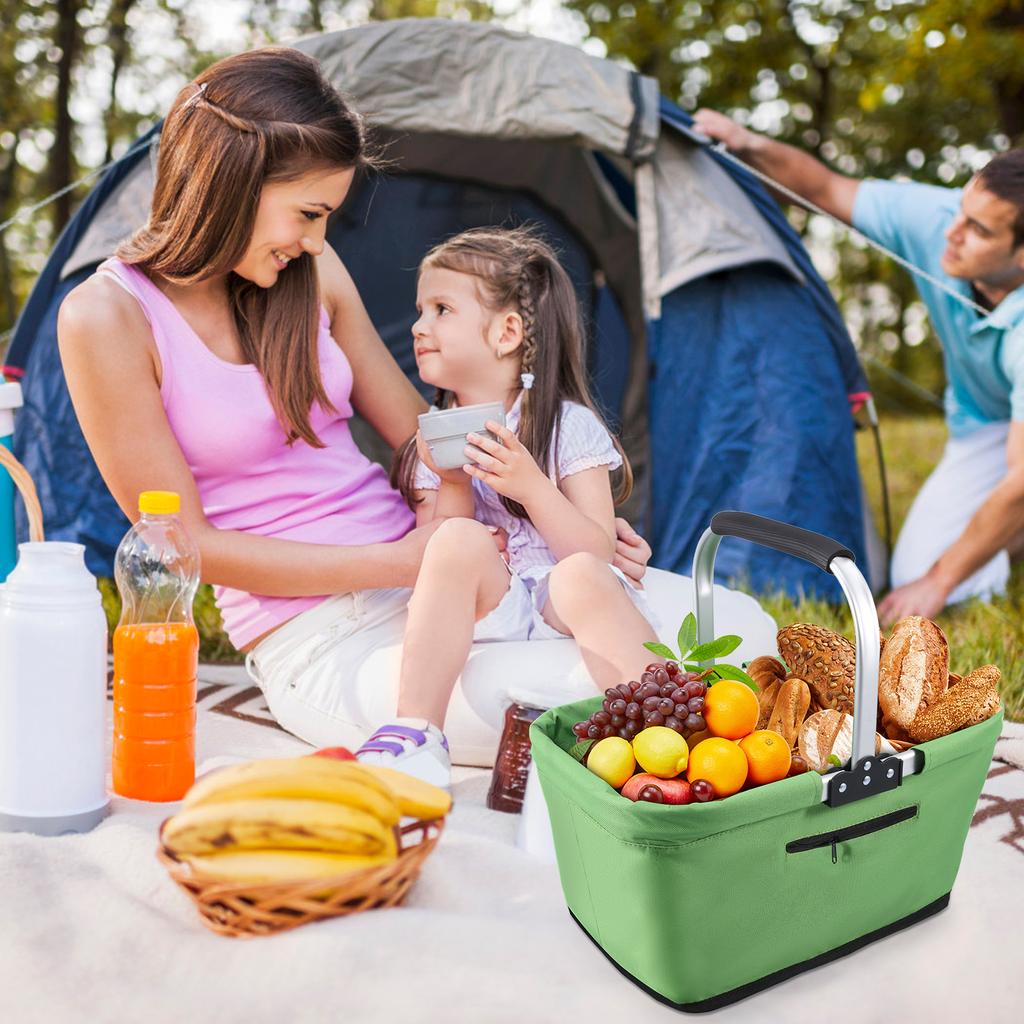 23 л Портативная корзина для пикника на открытом воздухе 600D ткань Оксфорд Домашнее хранение туалетных принадлежностей Складная корзина для покупок для путешествий Пикника Шопинга