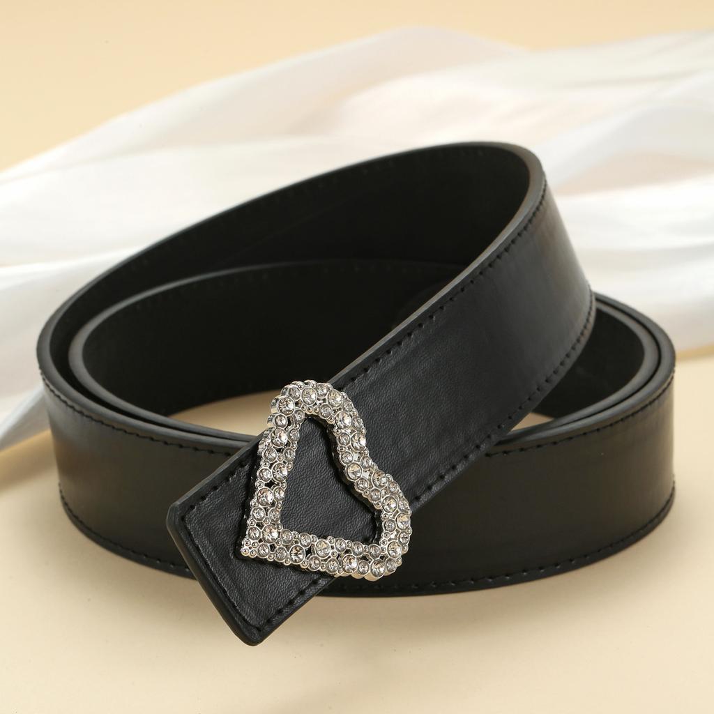 Women'S Love Pu Belt Simple Casual Jeans Belt Suit Pants Decorative Simple Belt