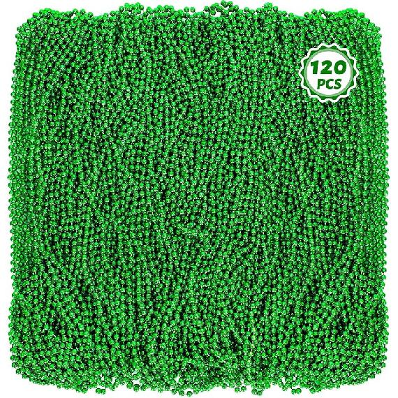 Bead Necklace, 120PCS Mardi Gras Beads, 33" Colorful Mardi Gras Beads Necklaces, Women Men Party Costume Accessories Parade Throws Bulk Party Favors