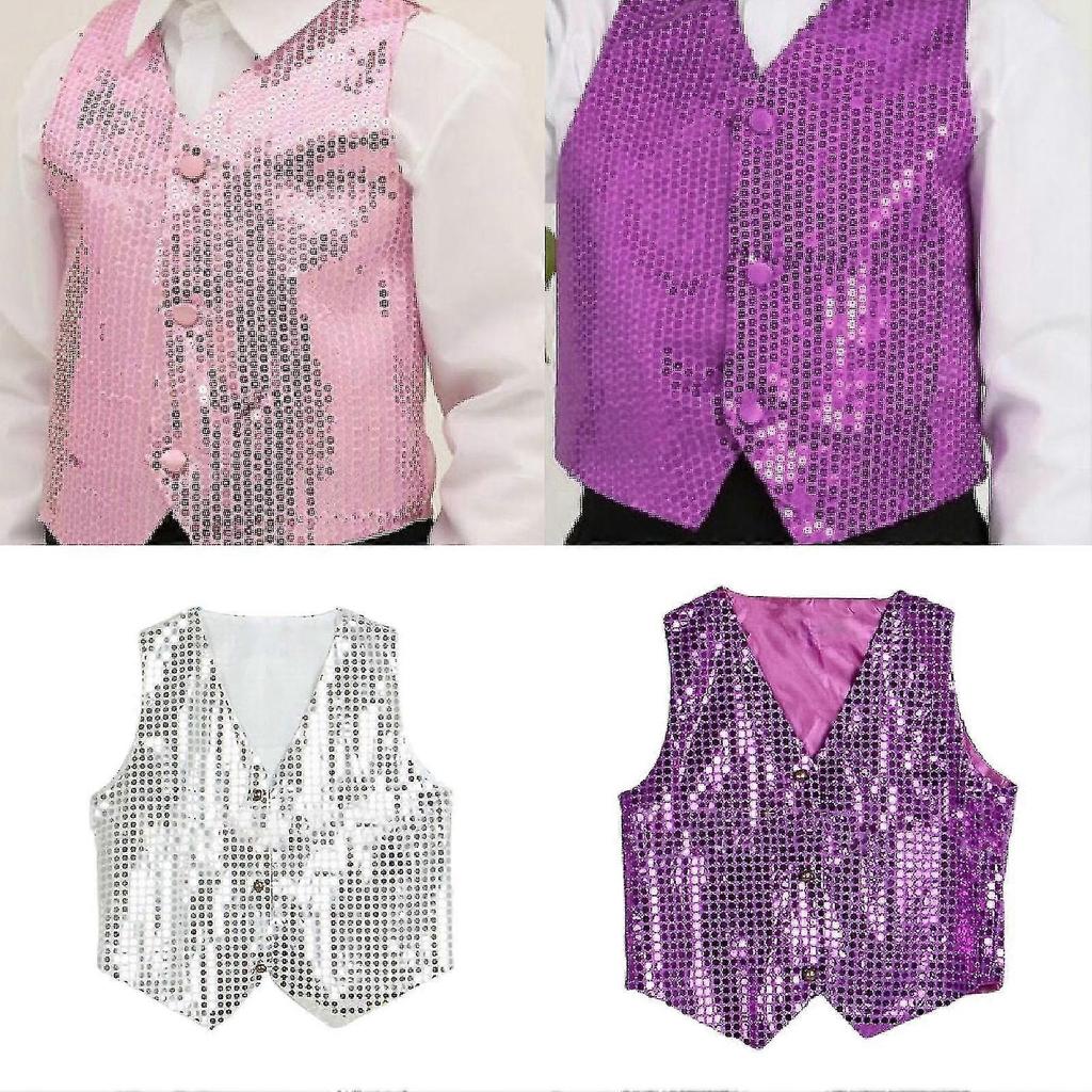Costume Vest Glitter Unisex Colorful Kids Sleeveless Sequin Vest For Party