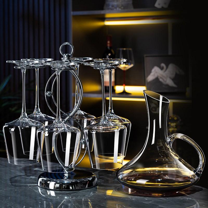 Elegant Burgundy Wine Glass Set 550ml Crystal Stemware With Rack Decanter Modern Minimalist Home Bar Collection
