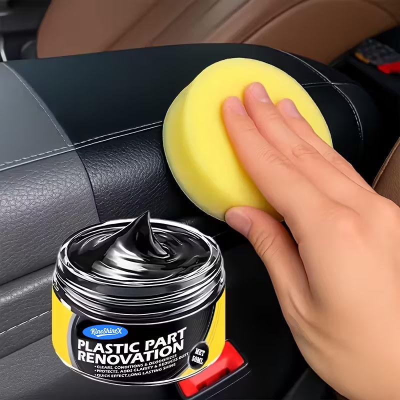 Black Plastic Trim Restorer – Automotive Interior Plastic Restorer (Sponge Included) – Car Surface Care Product