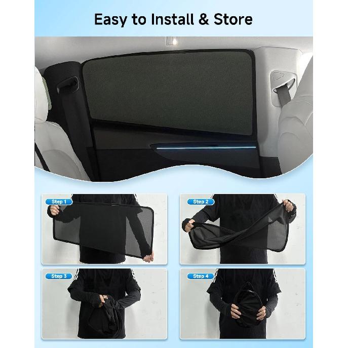 Автомобильные шторки для Subaru Forester -2024, 2 шт., Защита от УФ и бликов, Дышащая шторка для приватности, и т. д. и Блокиратор от насекомых, Магнитная сетка, Боковые задние солнцезащитные