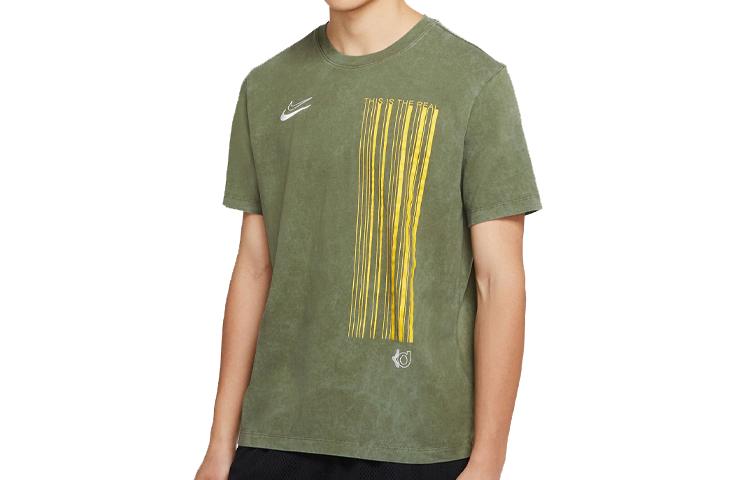 Nike Футболки Мужские Армейский Зеленый Круглый Вырез Умеренный Прямой Крой cd1301-222