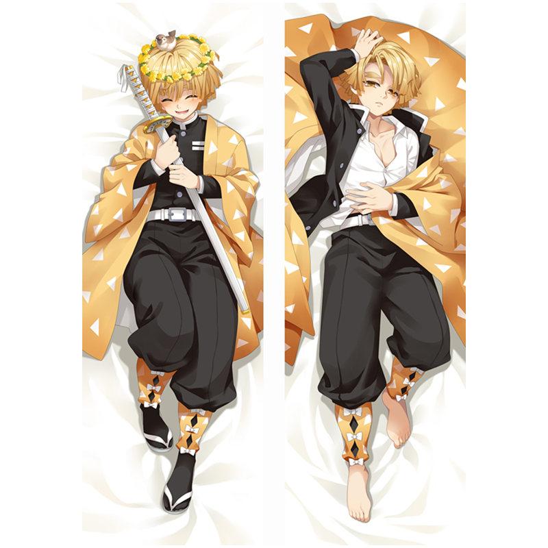 60x180cm Anime Demon Slayer Agatsuma Zenitsu Kochou Shinobu Dakimakura Case Two-sided 3D Print Bedding Hugging Body Pillow Cover