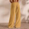 2025 Womens Casual Wide Leg Pants Solid Color Drawstring Waist Loose Trousers Vacation Daily Wear