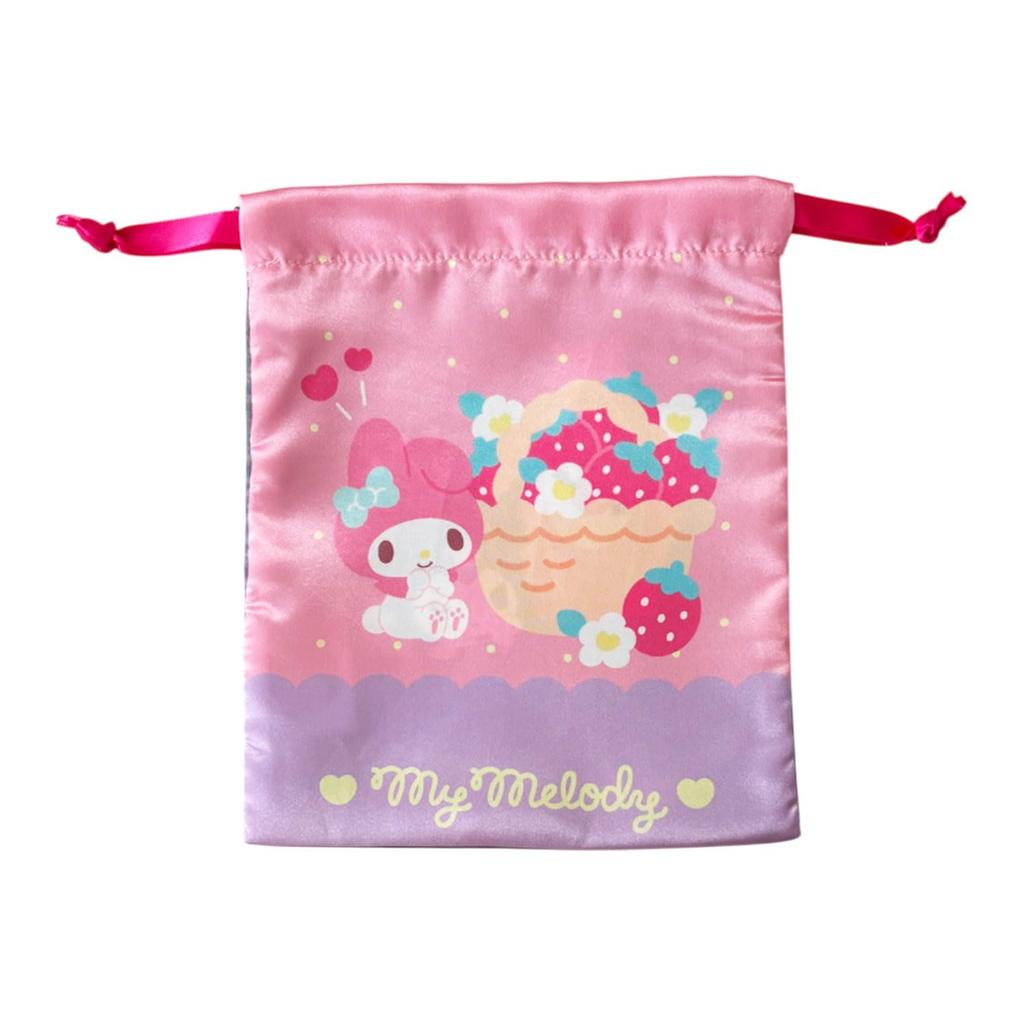 Small Planet Sanrio Ribbon Drawstring Bag My Melody Kuromi Simple and Cute &