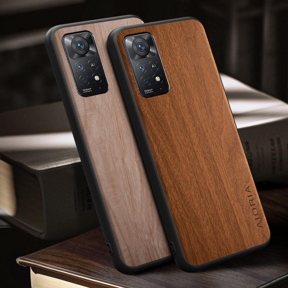 Case for Redmi Note 11 Pro Plus funda bamboo wood pattern Four-corner Explosion-proof back cover