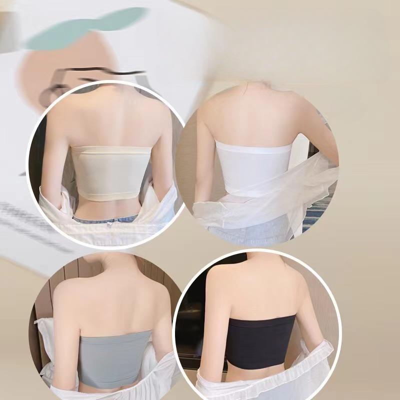 One Piece Summer Sexy Tube Tops Women Strapless Push Up Bra Lingerie Ice Silk Thin Seamless Word Sling Black White Bralette Top