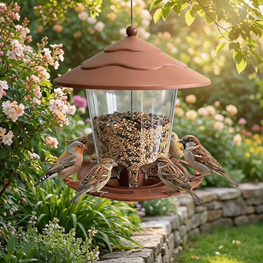 Gazebo Style Bird Feeding Station Large Capacity Hummingbird Feeder Bird Food Container Outdoor