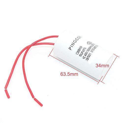DollaTek 2Pcs CBB60 AC 450V 10UF Condensateur de Fonctionnement du Moteur de Cylindre conducteur 2 Fils