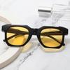 Солнцезащитные очки в стиле хип-хоп, желтые солнцезащитные очки в черной оправе, ретро-очки с двумя точками для мужчин и женщин