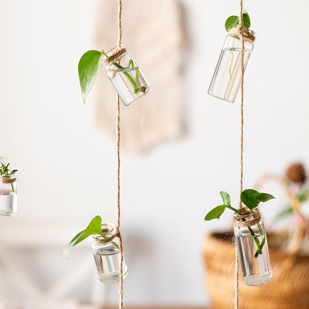 Nordic Home Decor With 8 Mini Bottle 1 Strings Glass Vase Hanging Vase Wind Chimes