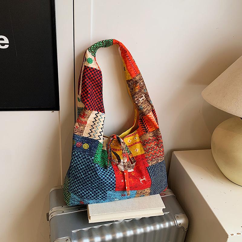 Весна-лето 2025, новая ретро двусторонняя сумка-жилет, наплечная сумка в стиле Simia, большая вместительная сумка для покупок, сумка-тоут.